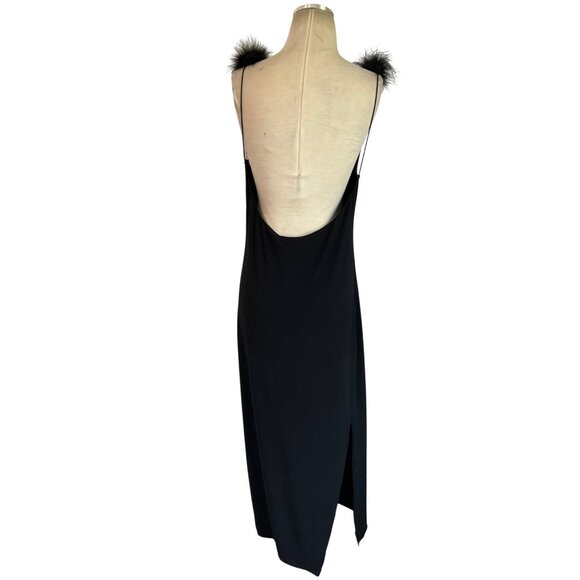 Coperni Feather Boa Jersey Midi Dress in Black 42 New Womens Backless - Picture 9 of 16